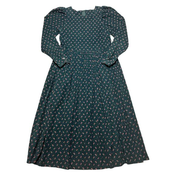 Laura Ashley Dresses & Skirts - Vtg Laura Ashley Green Corduroy Paisley Cottage Prairie Long Sleeve Midi Dress